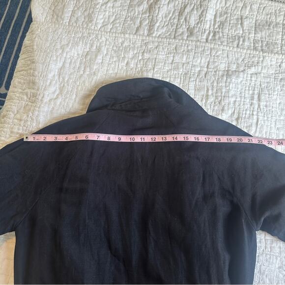 Mille Black Viscose Linen Blend Belted Duster Trench Coat Medium - Picture 5 of 9